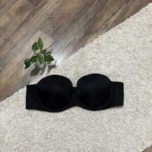 Torrid Size 44C Black Lace Underwire Padded Push-Up Molded Cups Strapless Bra